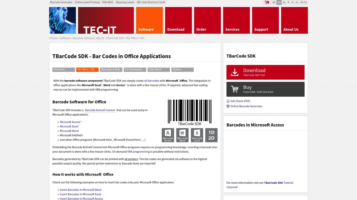 TBarCode Office barcode creation inside Microsoft Word and Excel