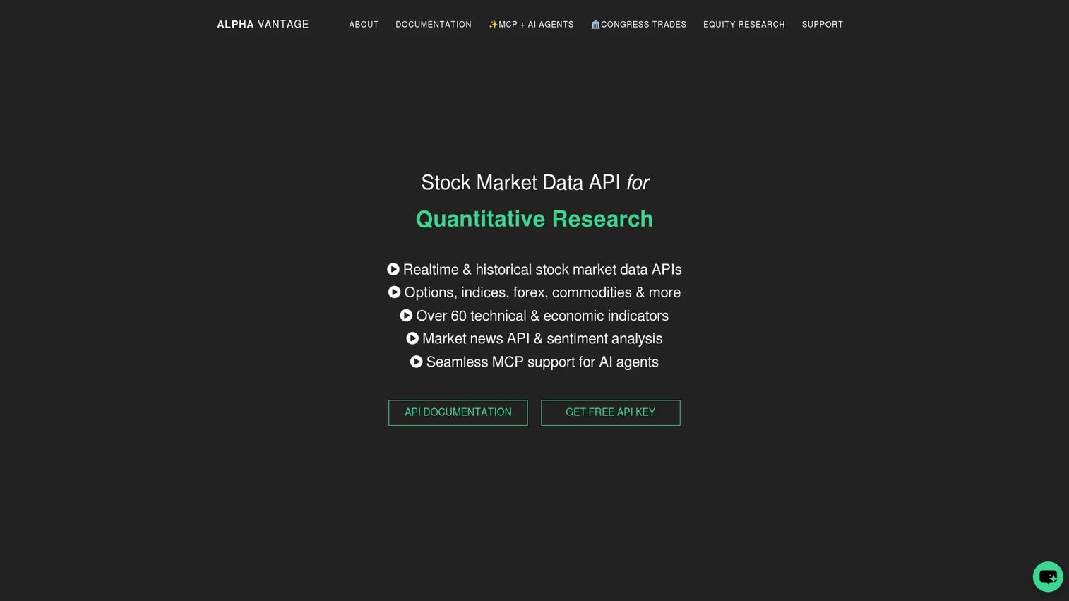 Alpha Vantage API documentation