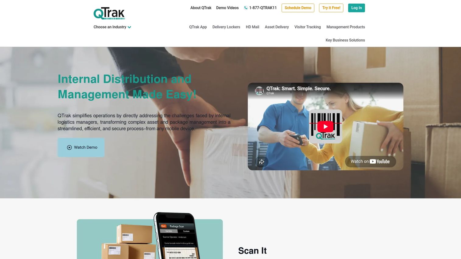 QTrak package tracking software dashboard for mailroom package records and notifications.