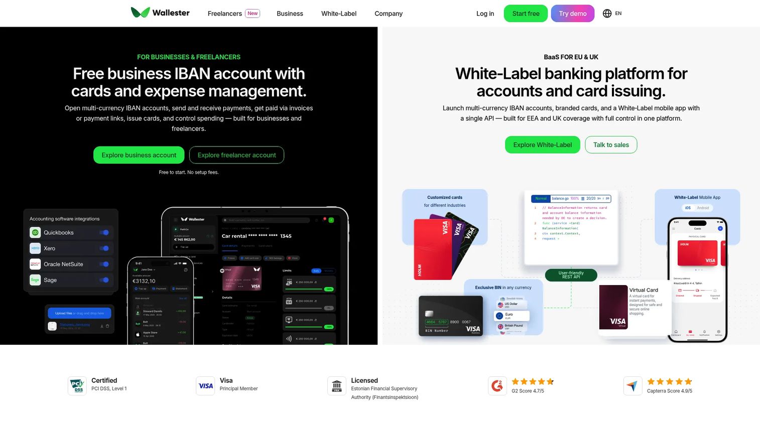 Wallester platform for virtual and business payment cards