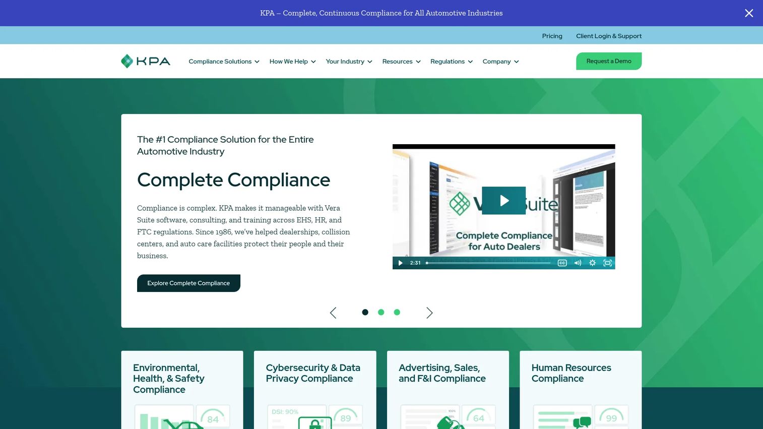 KPA Flex homepage screenshot showing safety and compliance management software