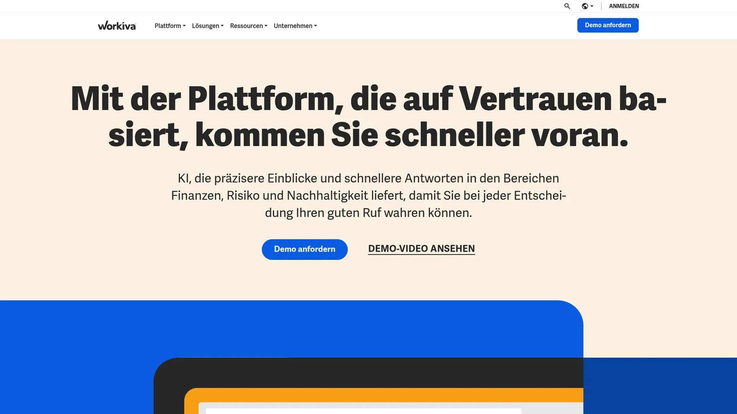 Workiva homepage screenshot