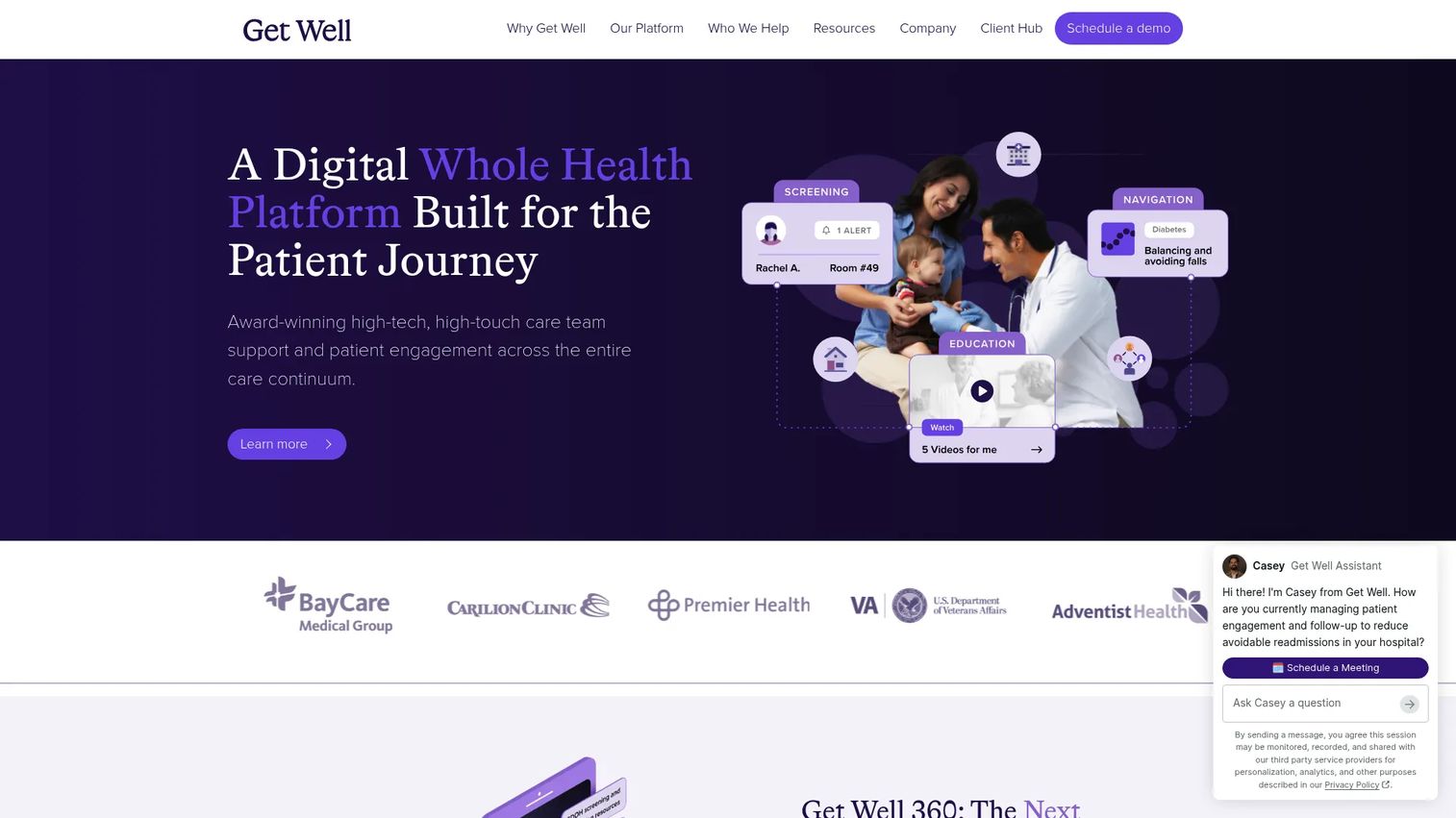 Get Well 360 homepage screenshot