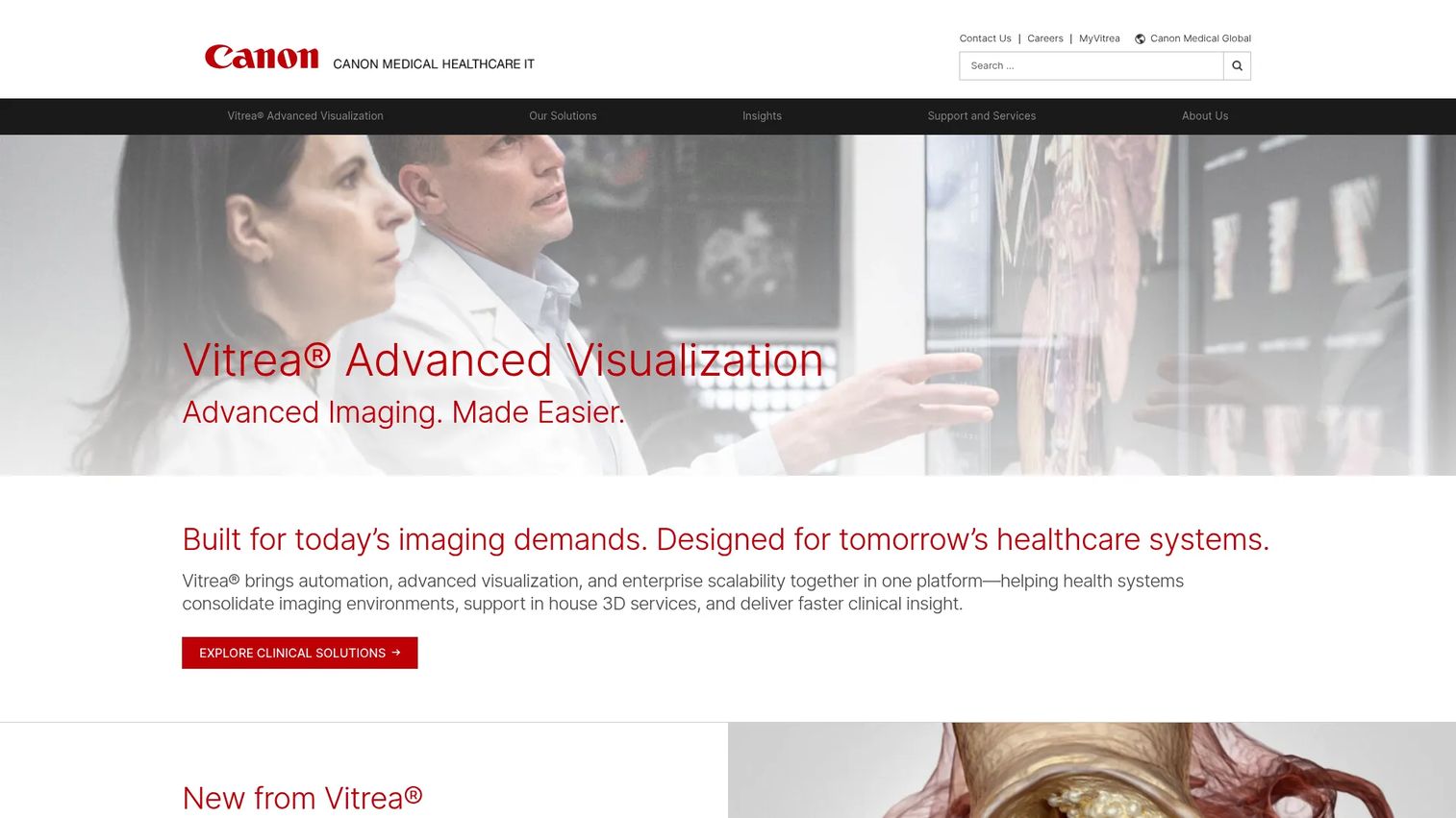 VioArchive VNA homepage showing Canon Medical imaging archive