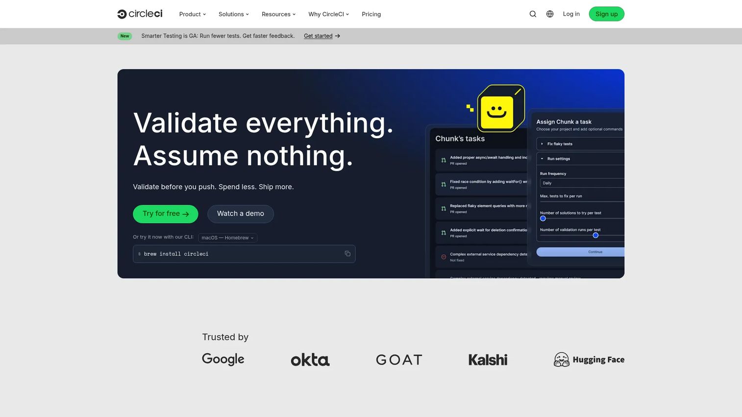 CircleCI pipeline workflow view