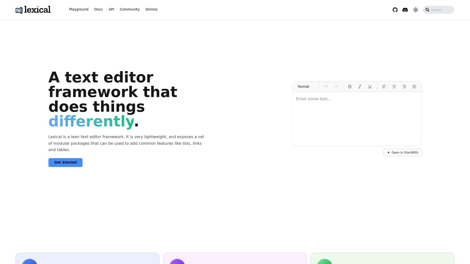 Lexical text editor playground with rich formatting controls