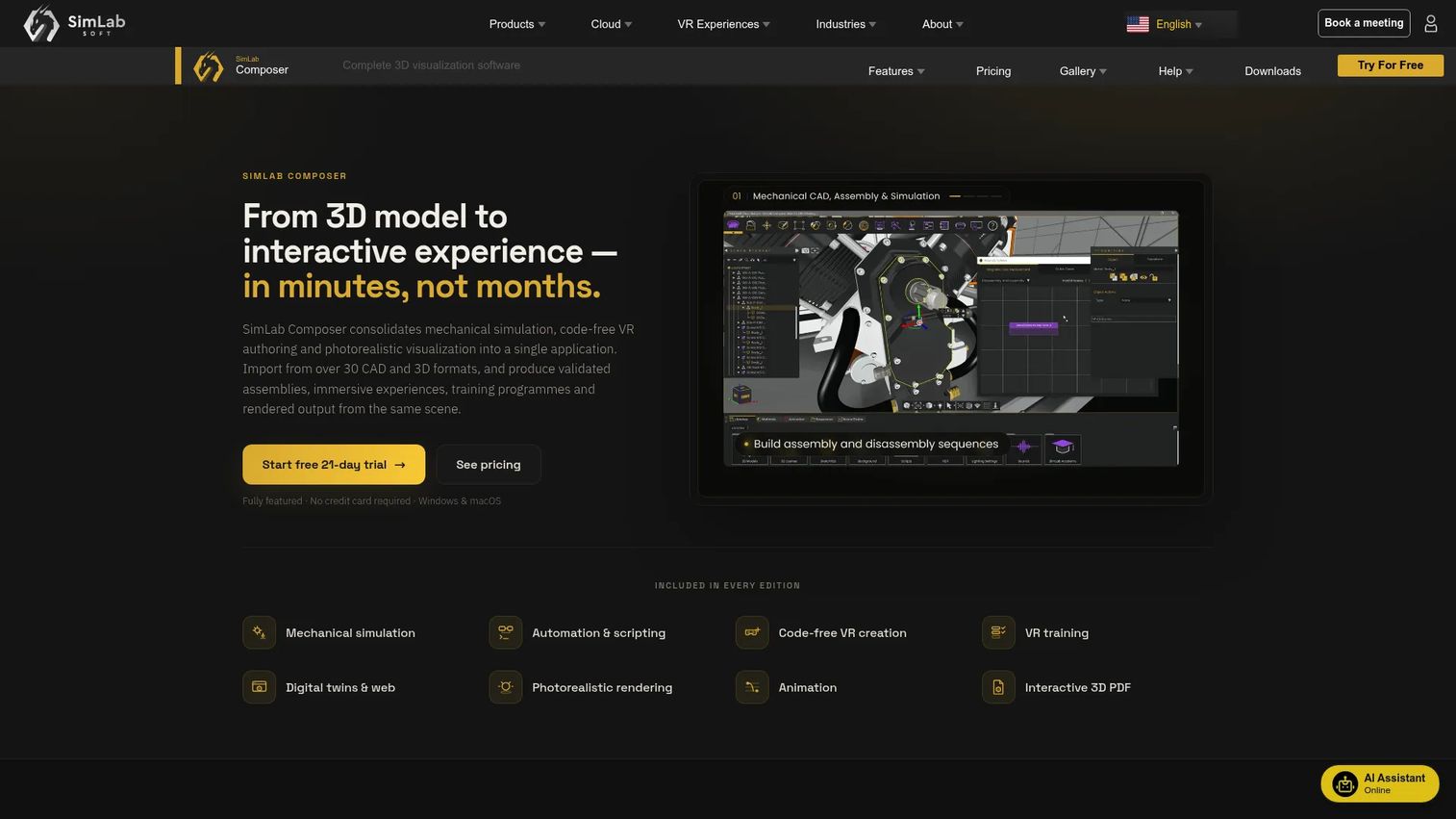 SimLab Composer VR visualization software for CAD models