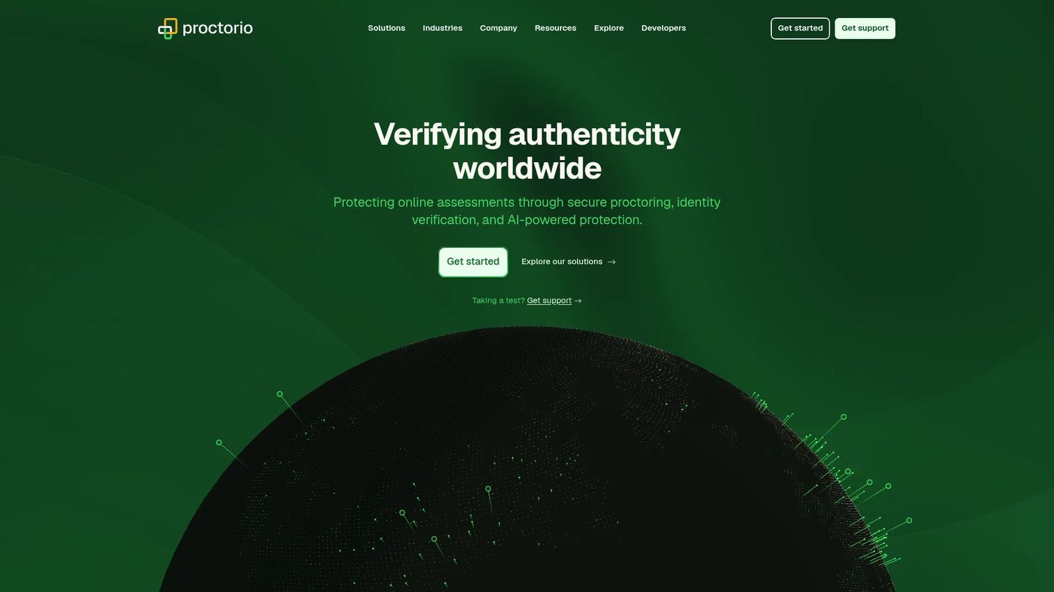 Proctorio homepage screenshot