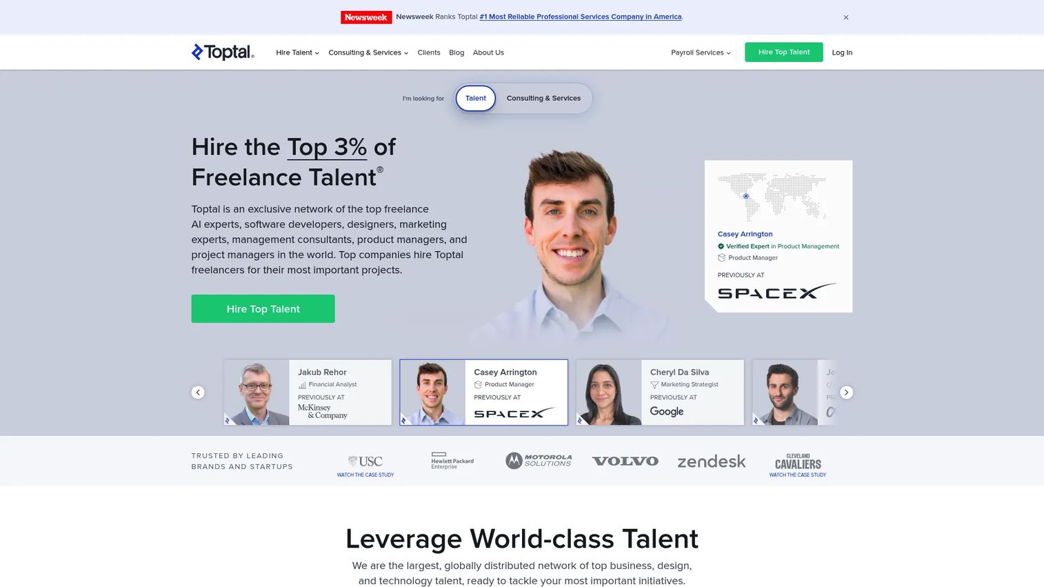 Toptal homepage screenshot