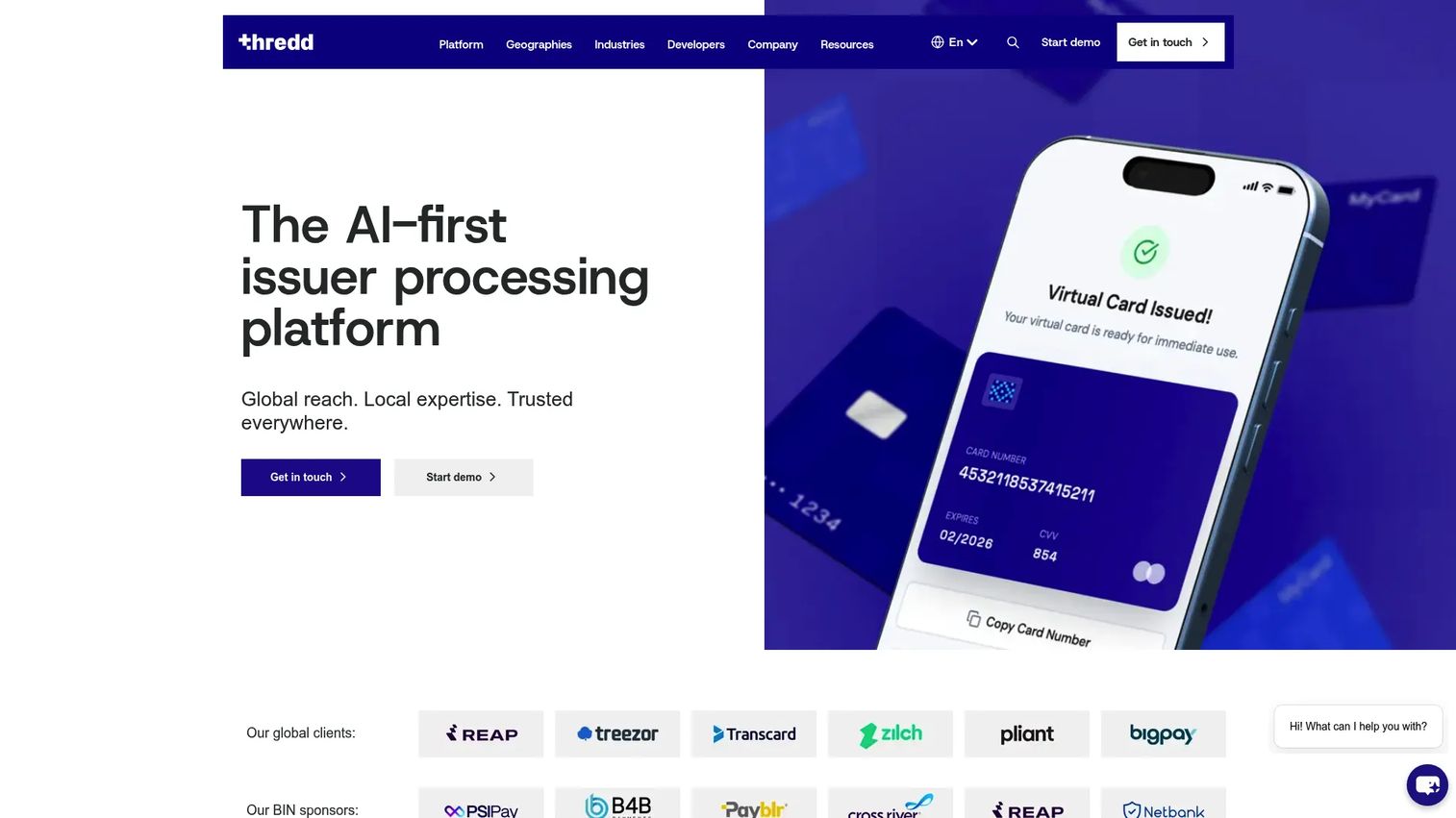 Thredd payment card issuance platform for international programs