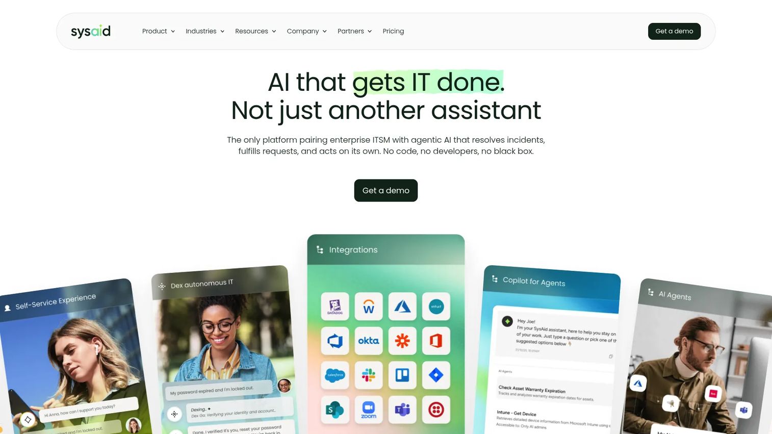 SysAid homepage screenshot