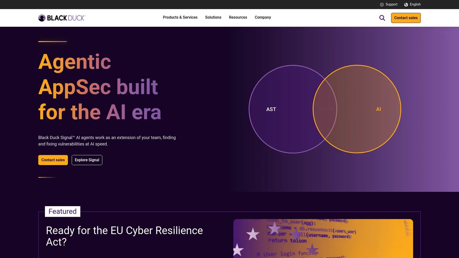 Black Duck homepage screenshot
