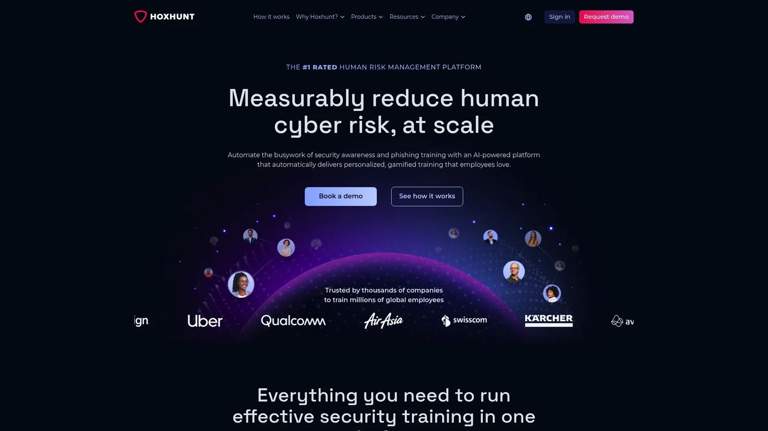 Hoxhunt adaptive phishing simulation and employee training interface