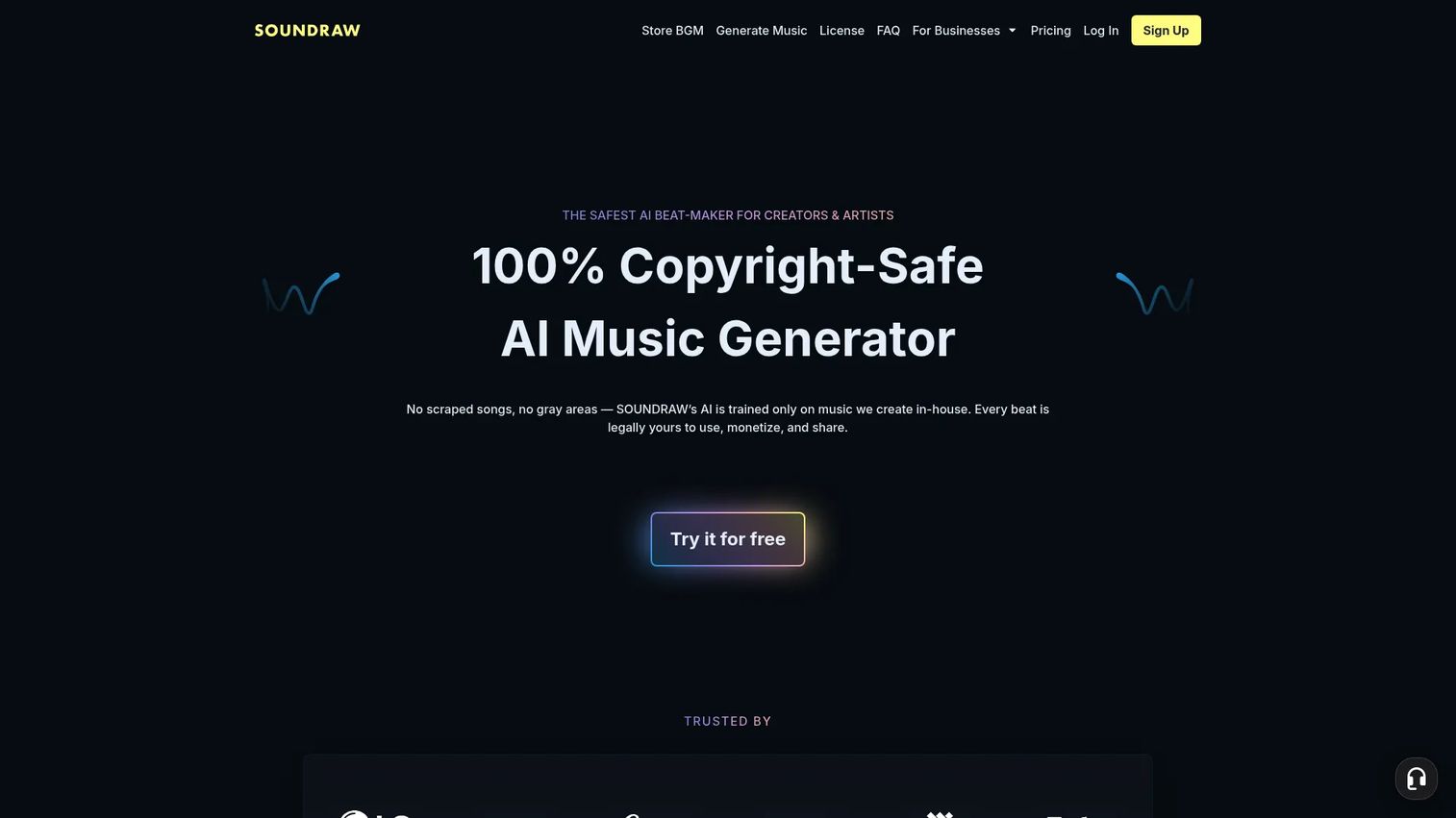 Soundraw homepage screenshot