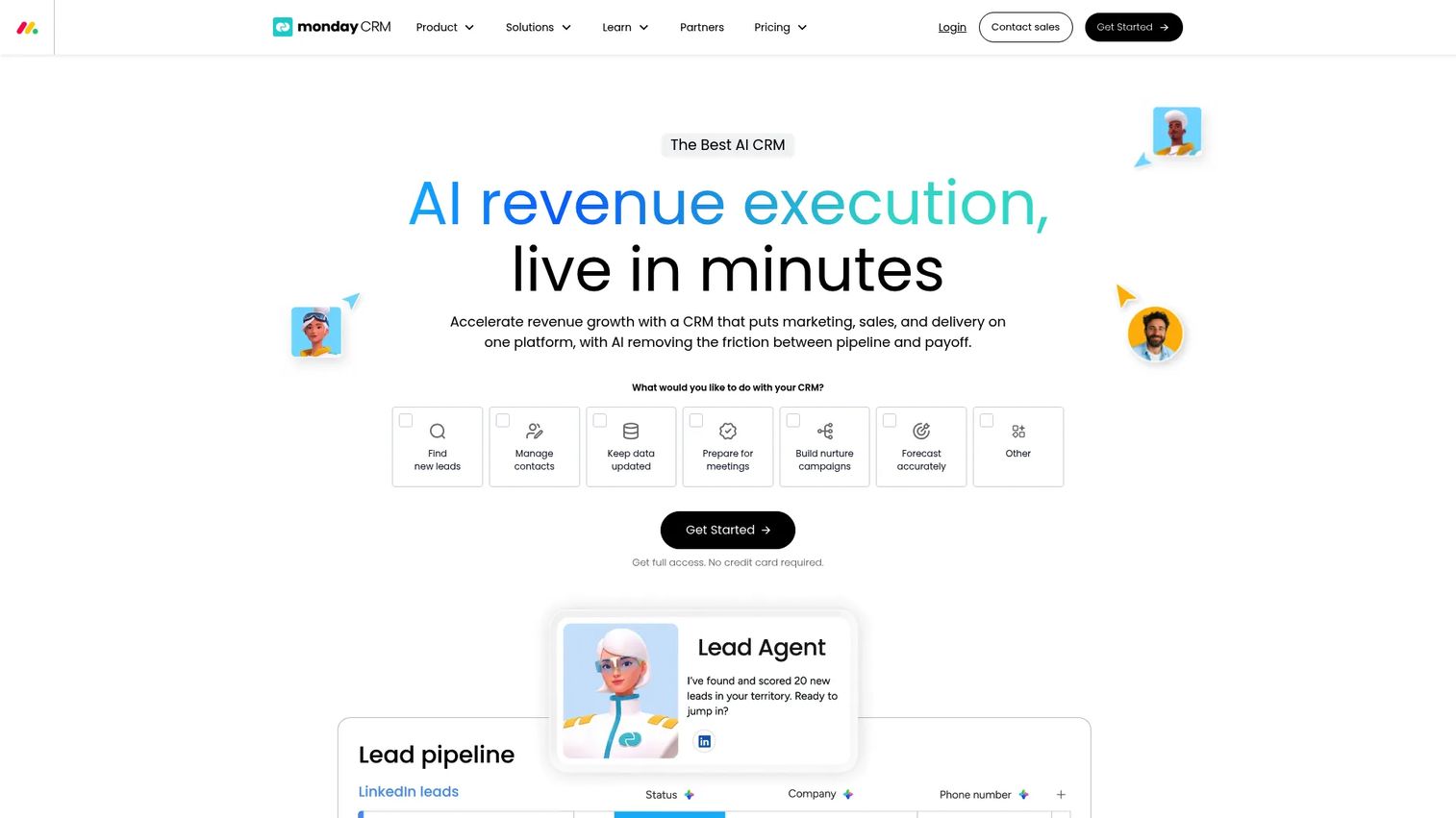monday CRM pipeline board for construction sales workflows