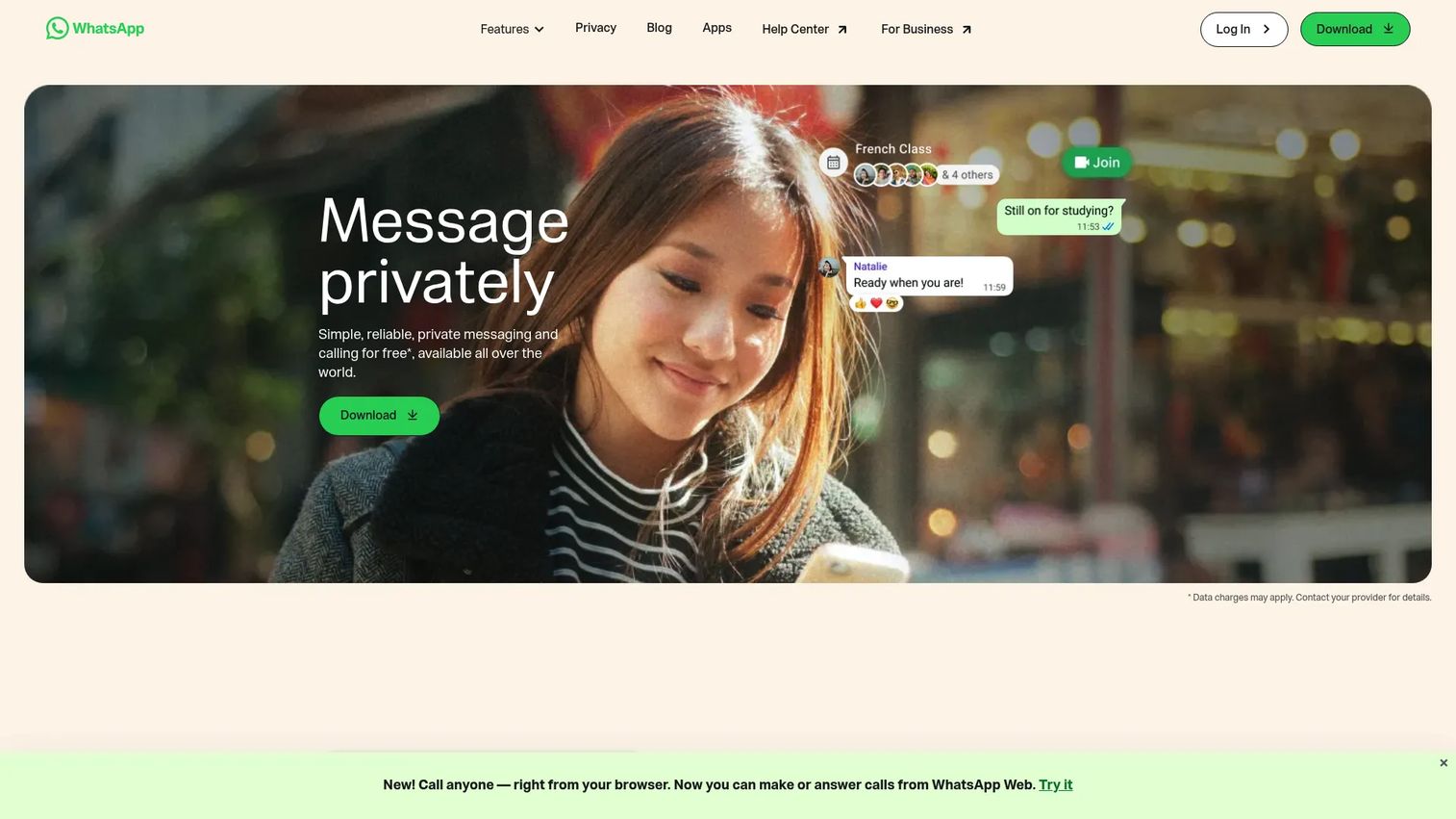 WhatsApp Business profile with customer messaging
