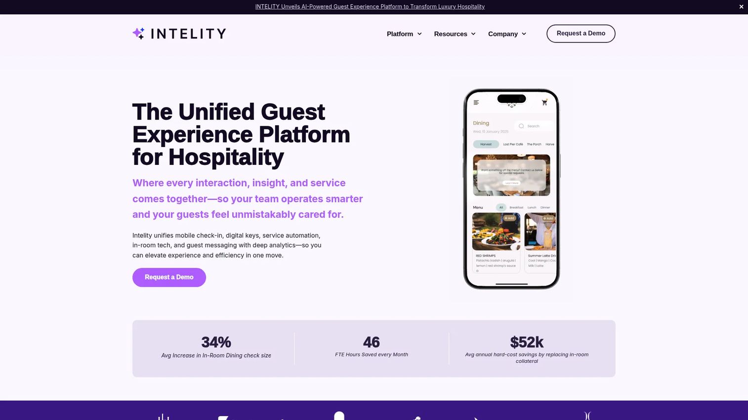 Intelity hotel guest app for mobile concierge and in-stay services