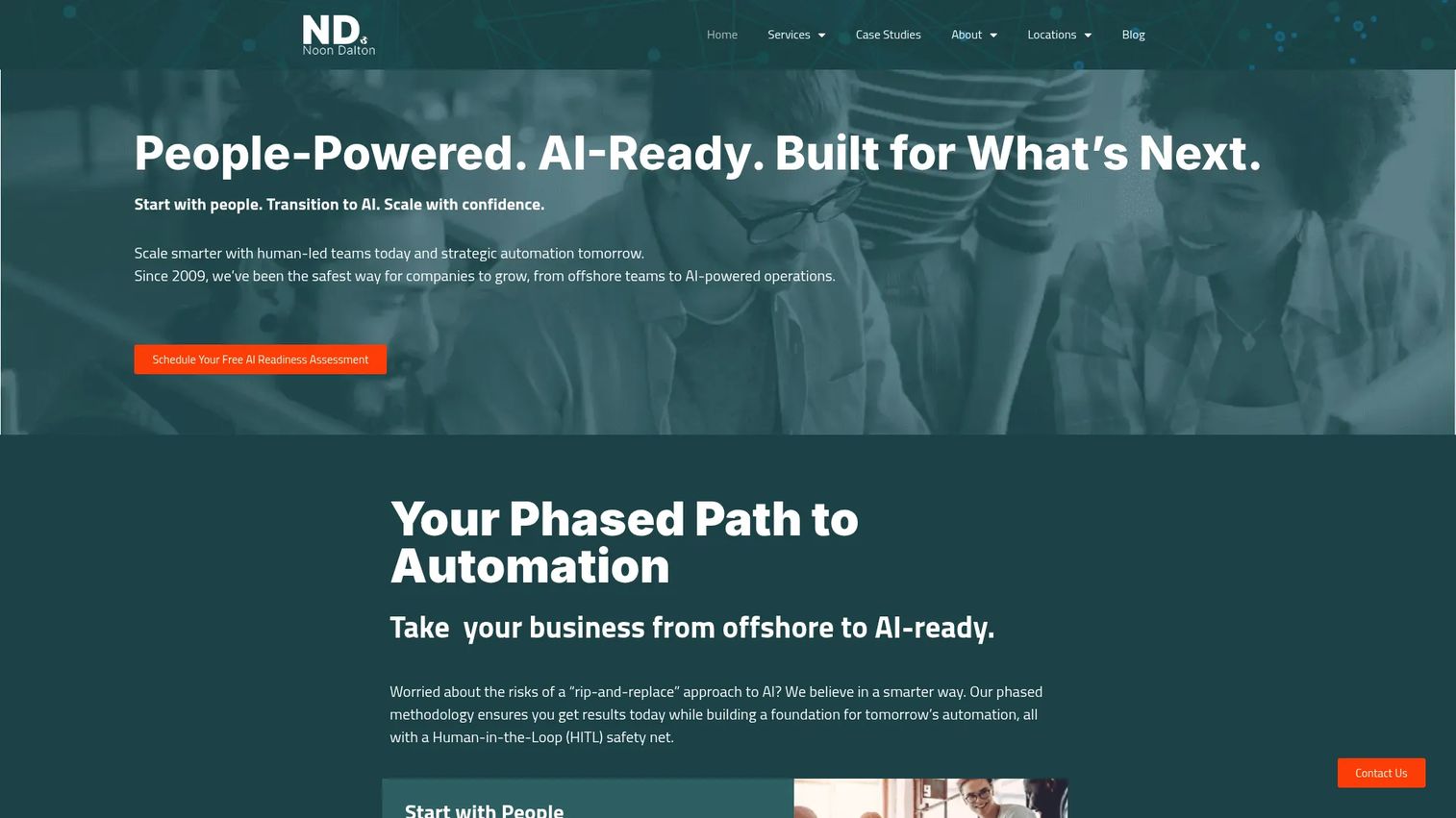 Noon Dalton BPO company homepage screenshot