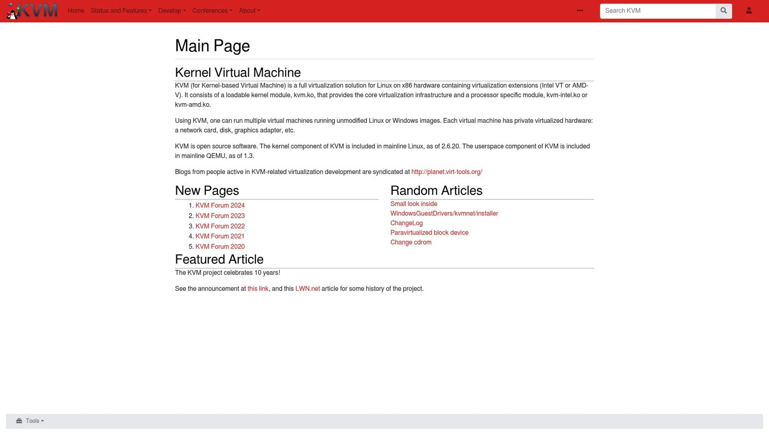 KVM virtual machine management interface on Linux
