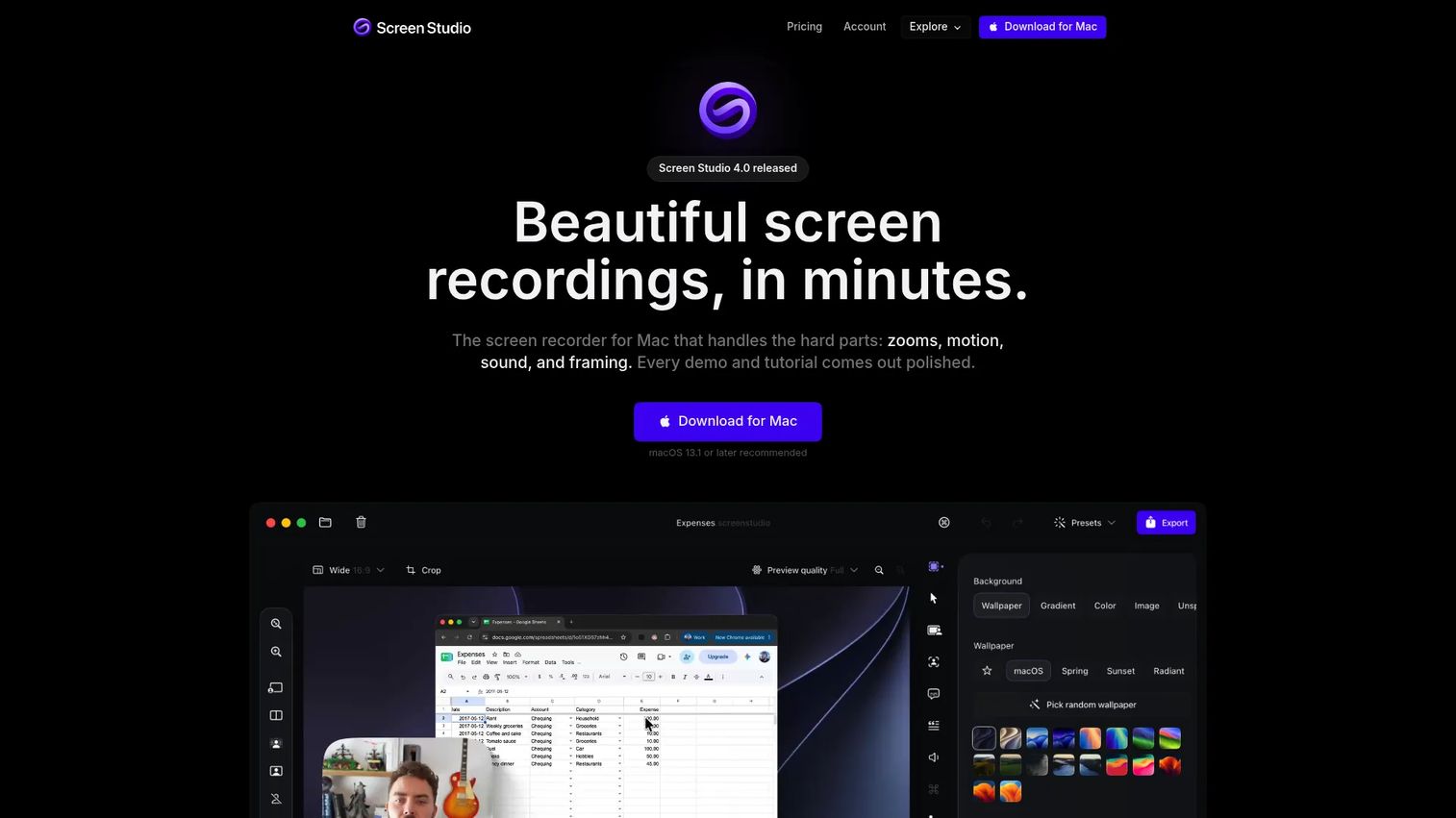 Screen Studio product demo video recording editor