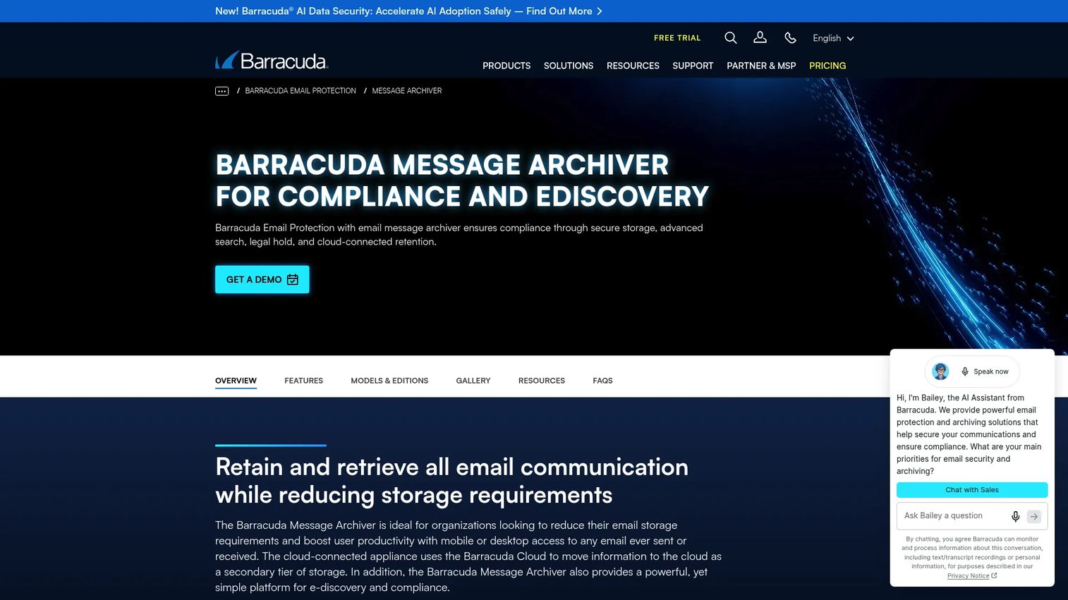 Barracuda Message Archiver search and retention policy controls