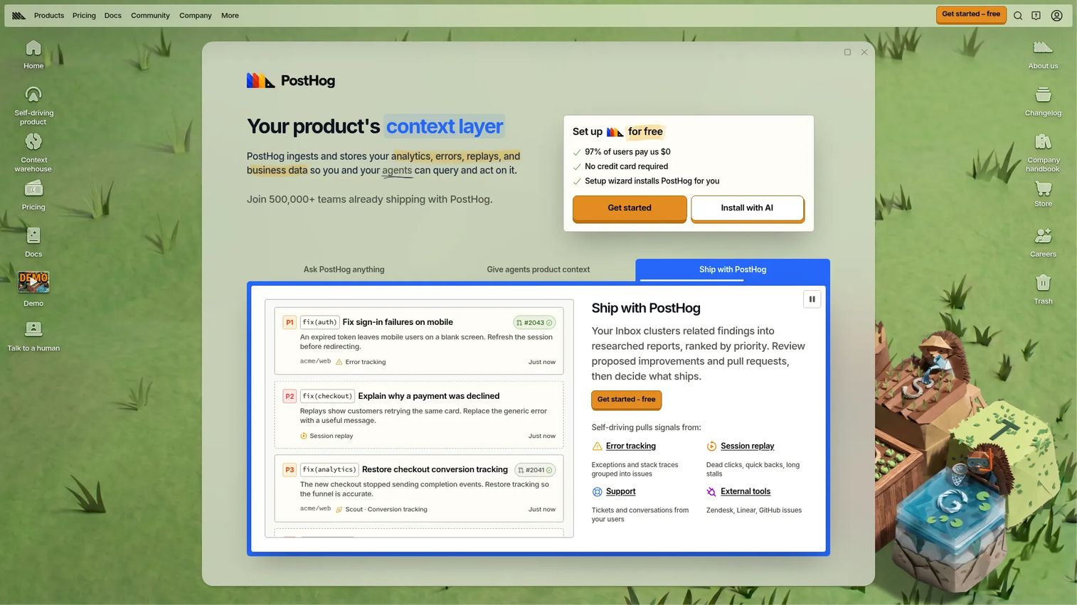 PostHog all-in-one product analytics platform