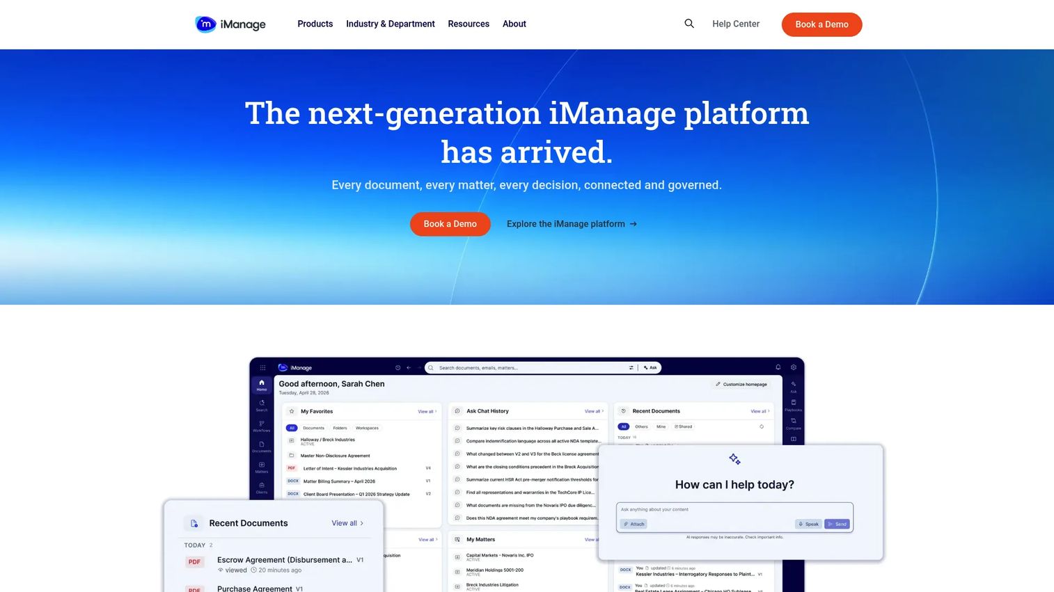 iManage Work legal document management software interface