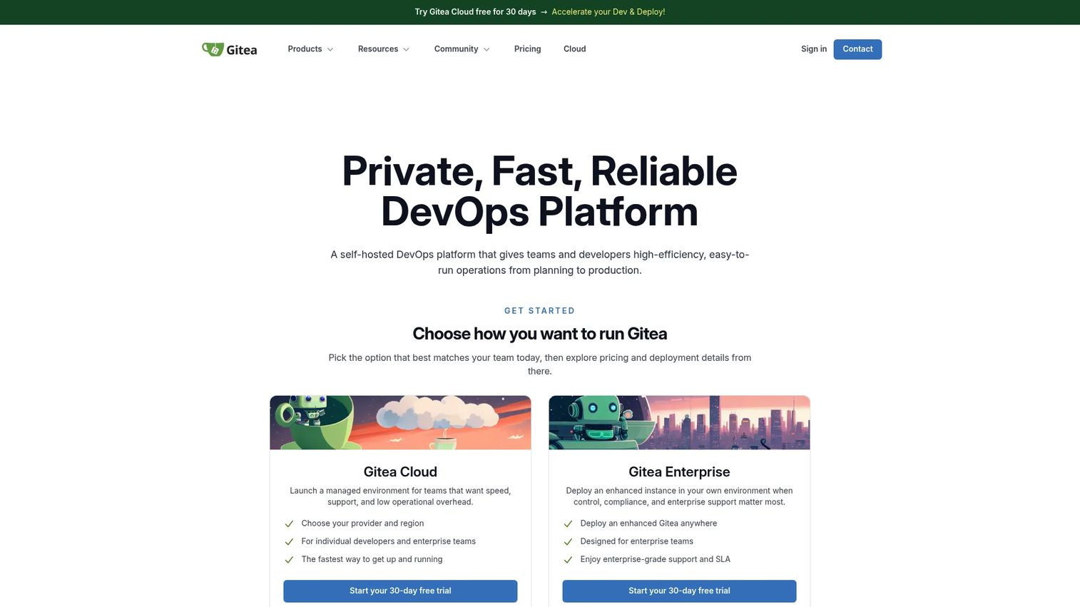 Gitea homepage screenshot