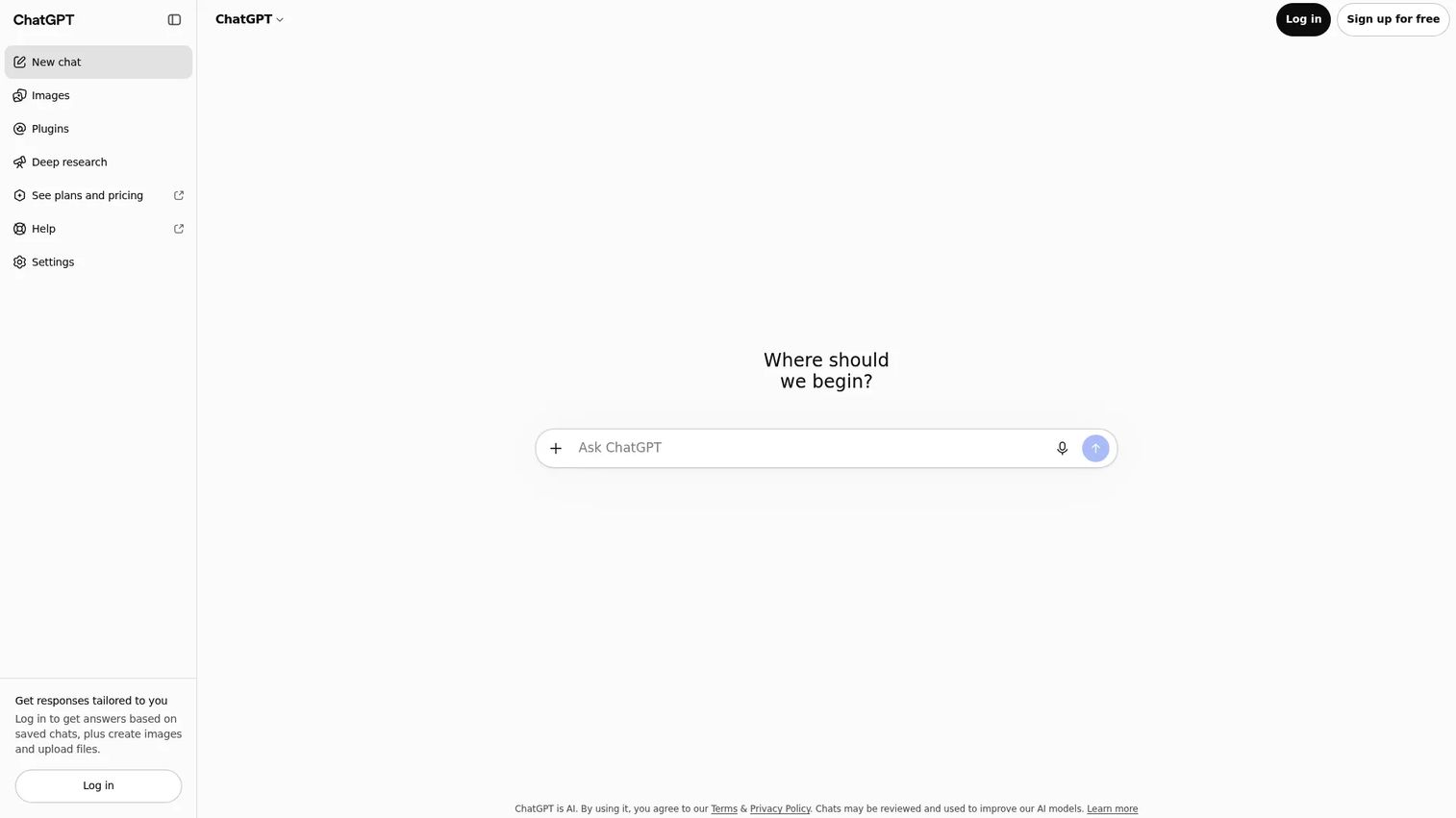 ChatGPT homepage screenshot