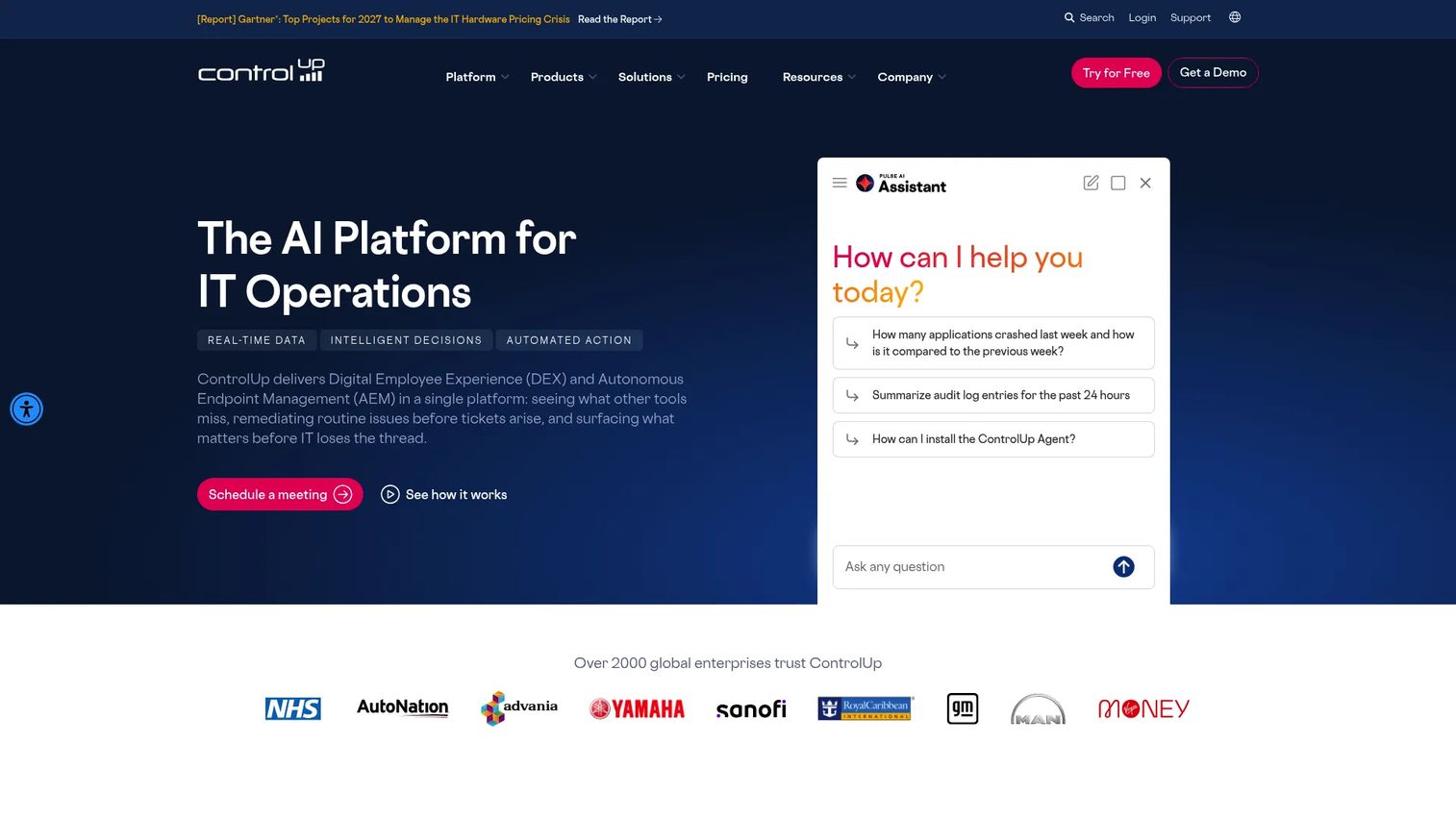 ControlUp ONE digital employee experience monitoring dashboard