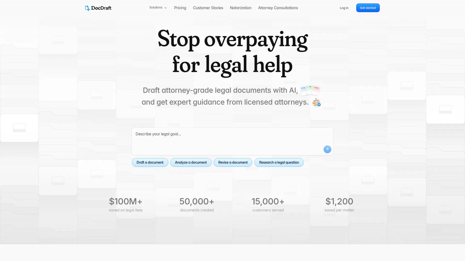 DocDraft homepage screenshot