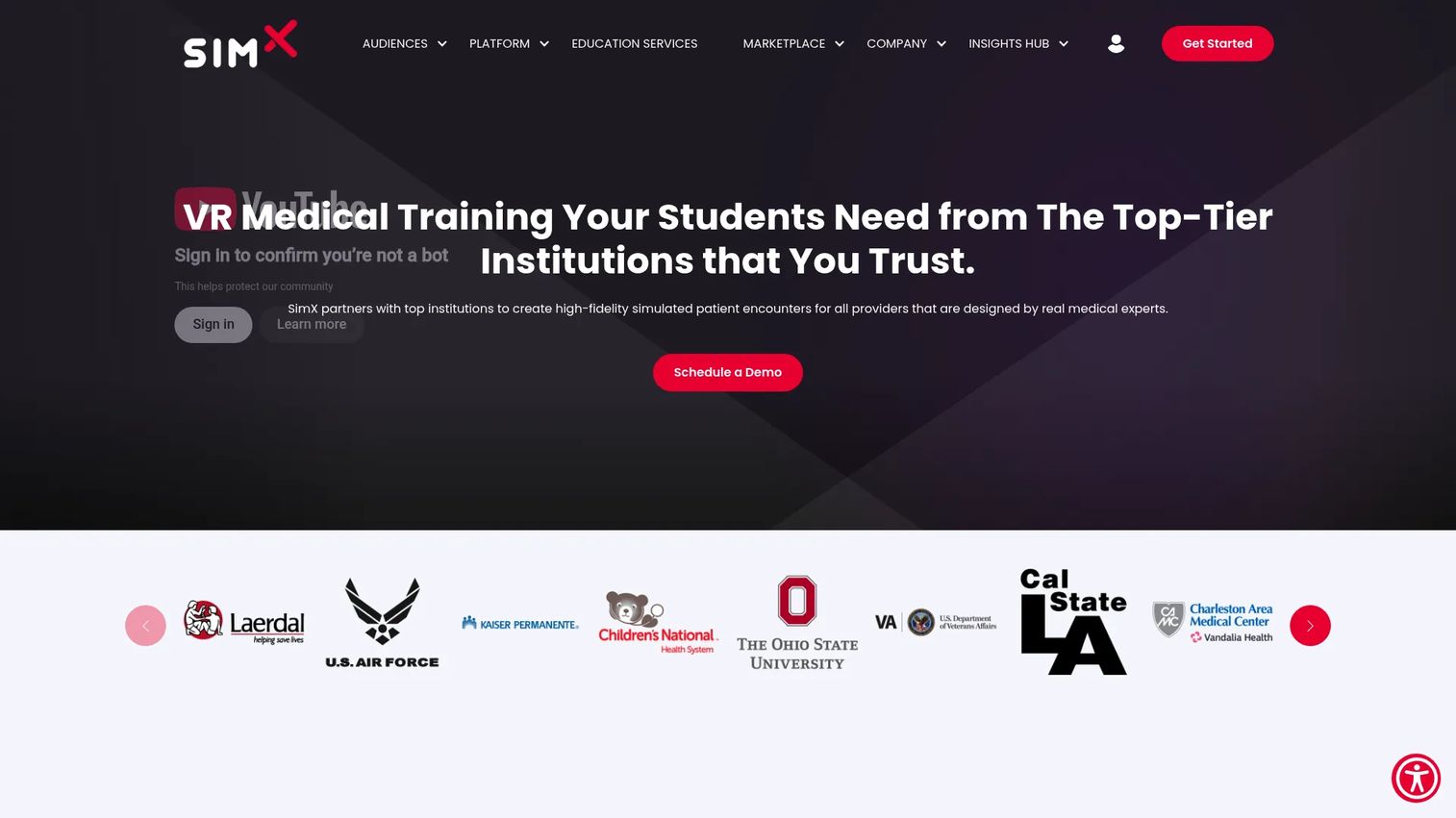 SimX homepage screenshot