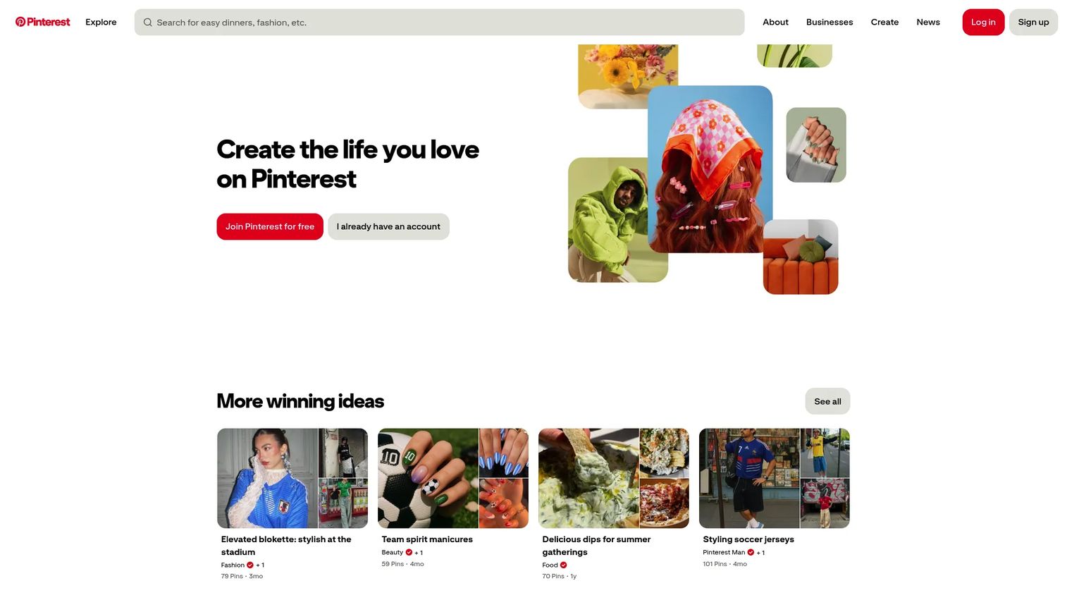 Pinterest visual discovery board with product pins