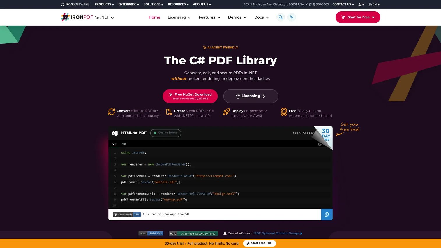 IronPDF .NET HTML-to-PDF generation workflow