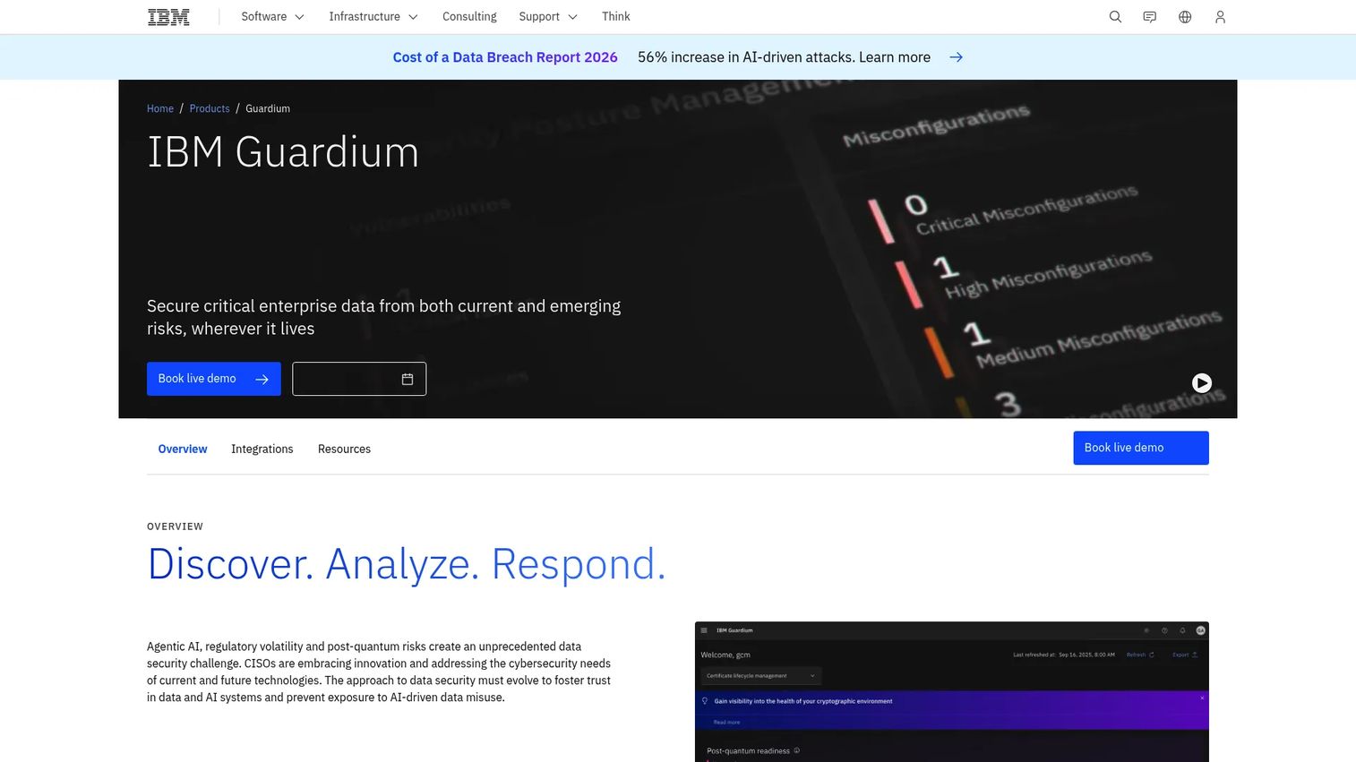 IBM Guardium database activity monitoring and threat detection interface