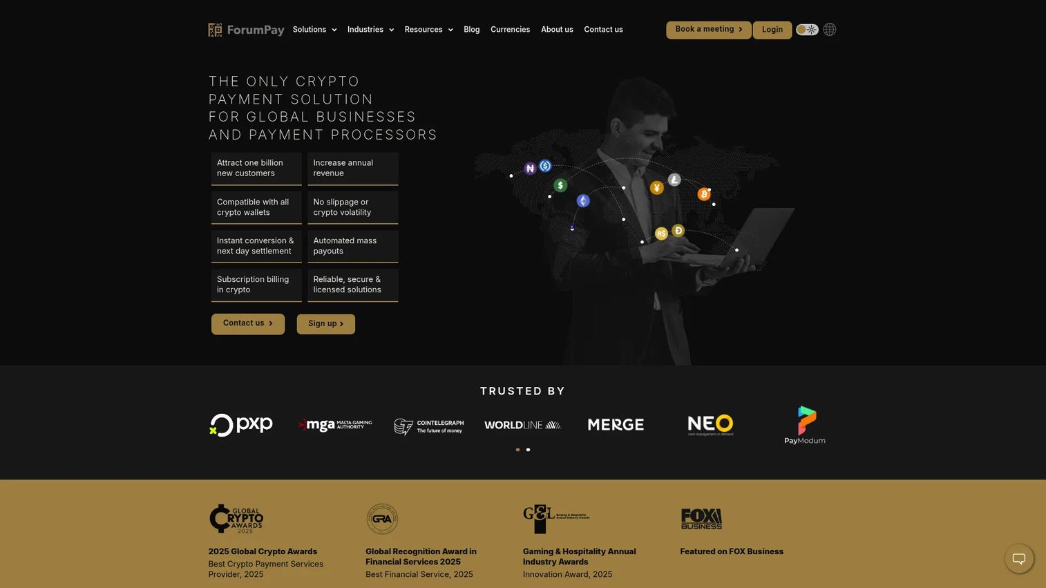 ForumPay homepage screenshot