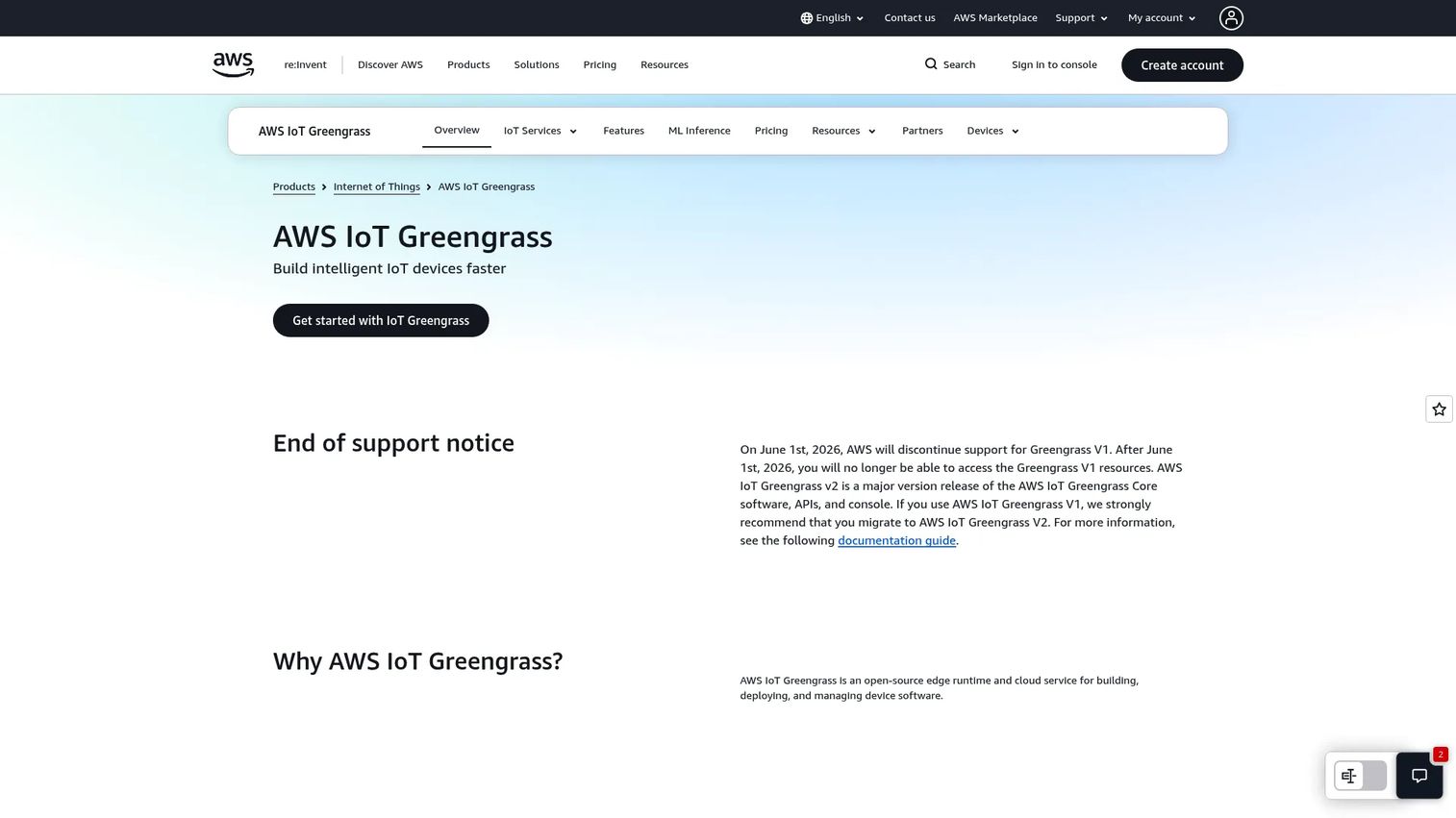 AWS IoT Greengrass architecture for cloud connected edge devices and local inference