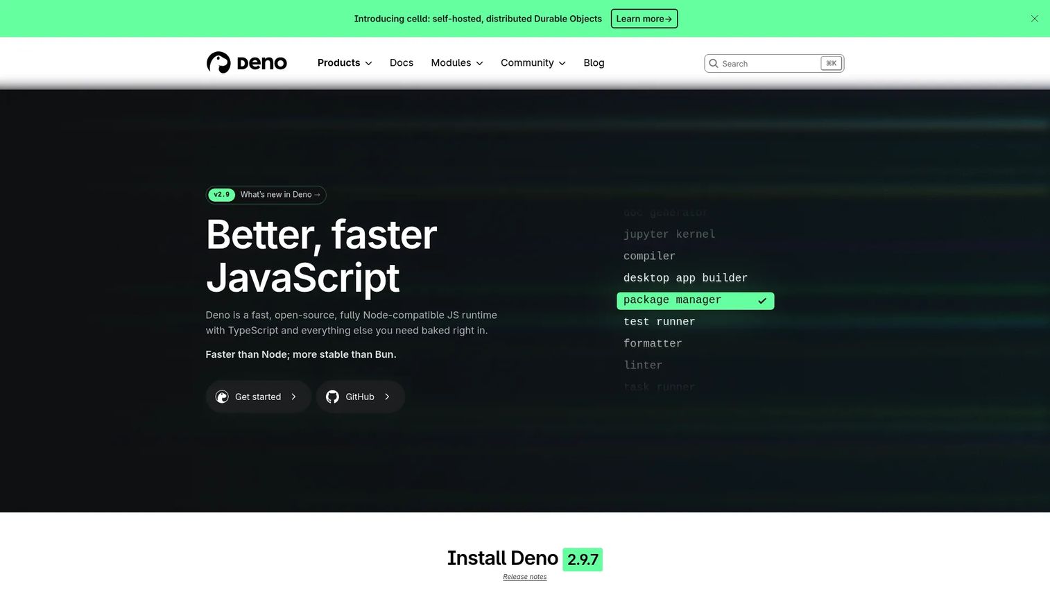 Deno homepage screenshot