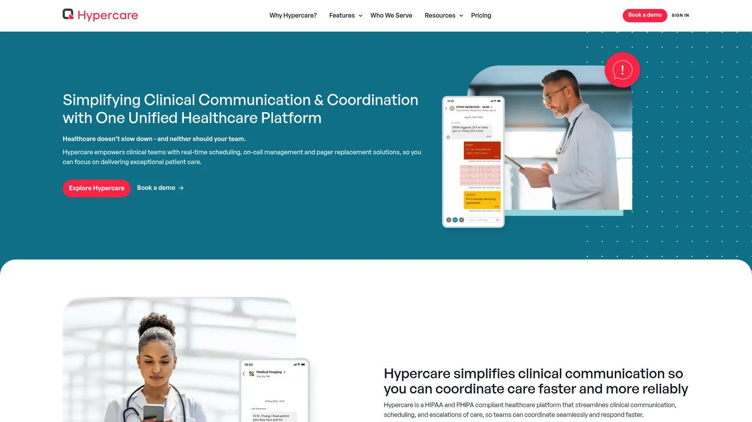 Hypercare care-team communication and on-call coordination interface