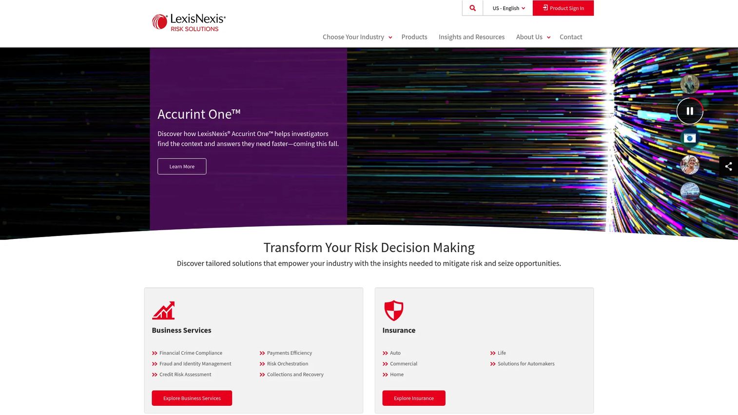 LexisNexis Provider Data MasterFile homepage screenshot