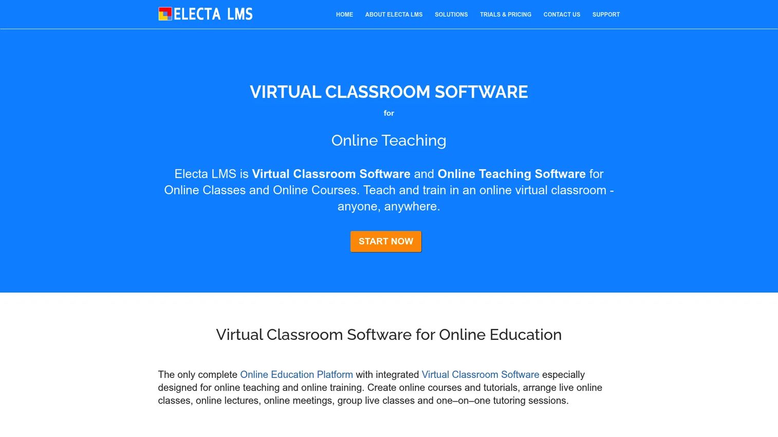 eLecta Live virtual classroom and LMS homepage