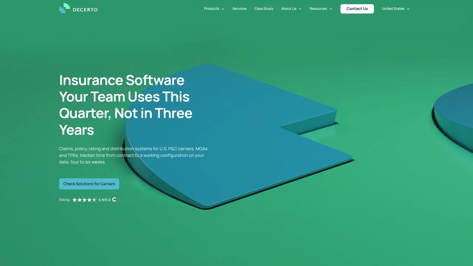 Decerto configurable insurance software homepage