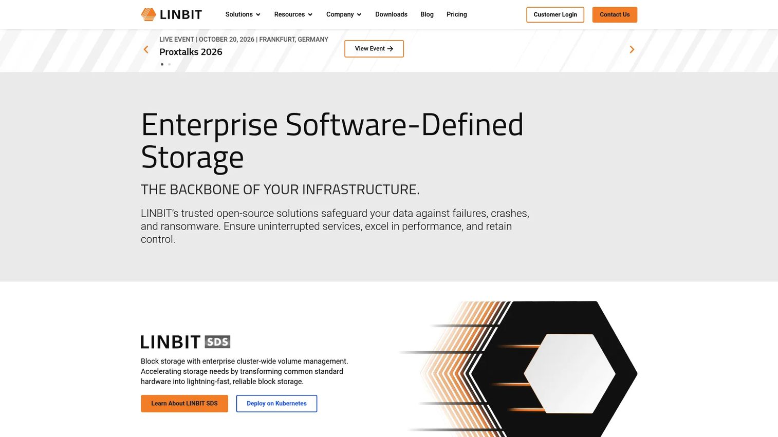 LINBIT HA product page showing Linux high availability, DRBD replication, and cluster management features