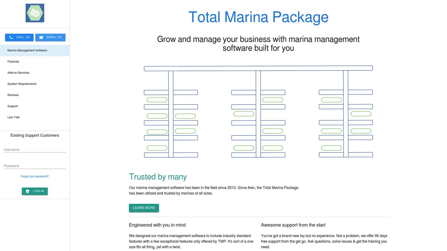 Total Marina Package reservation and billing interface for marinas and yacht clubs.