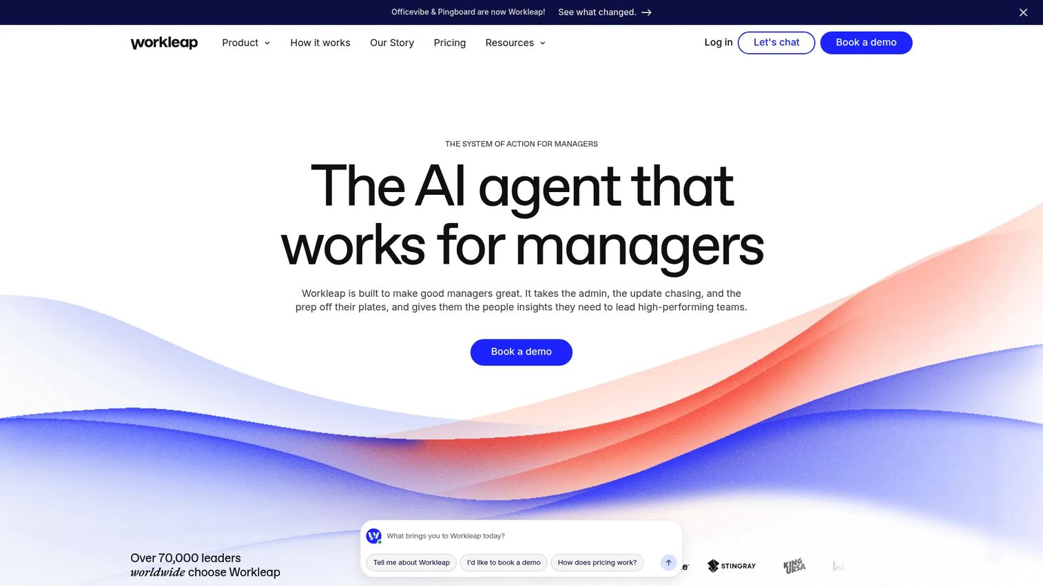 Workleap talent management platform showing engagement surveys, performance reviews, and compensation workflows