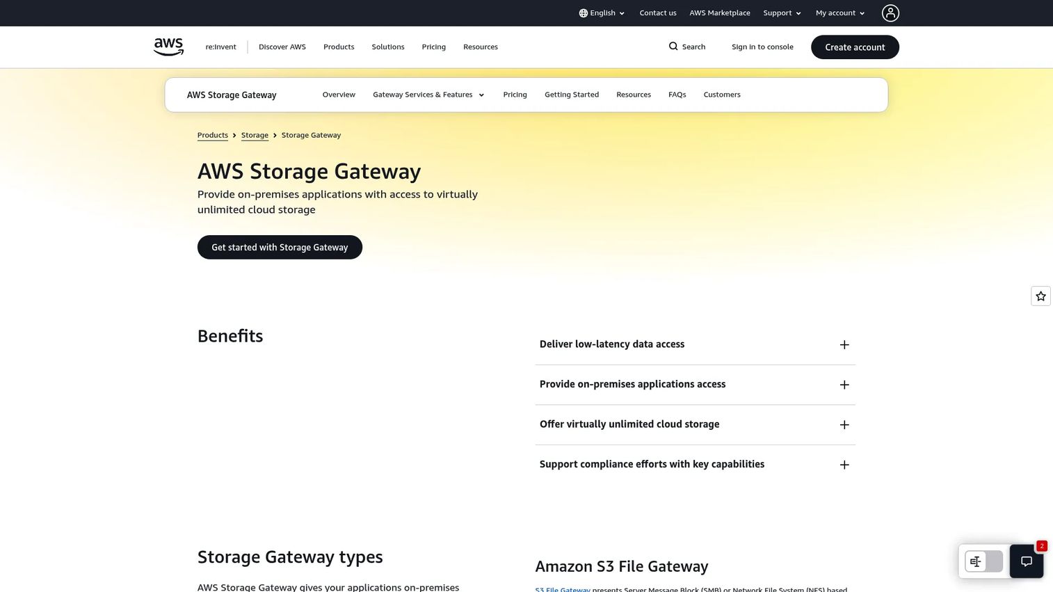 AWS Storage Gateway hybrid cloud storage