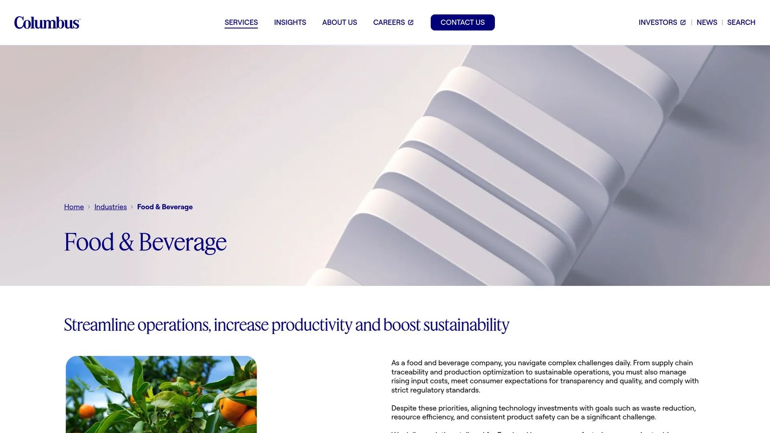 Columbus Food Manufacturing Microsoft Dynamics food and beverage solution interface