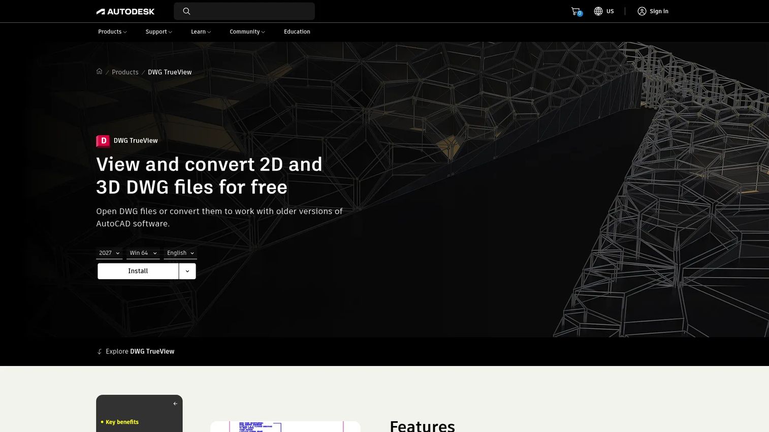 DWG TrueView desktop interface opening a DWG drawing