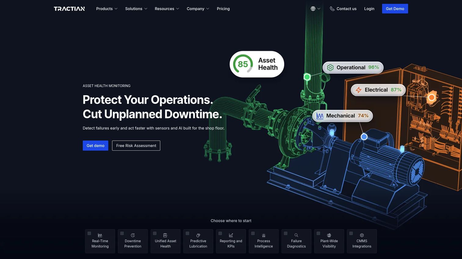 TRACTIAN equipment monitoring and maintenance intelligence software