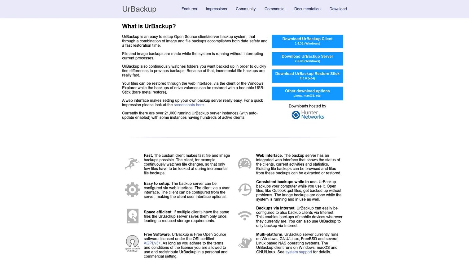 UrBackup open source server backup web administration interface